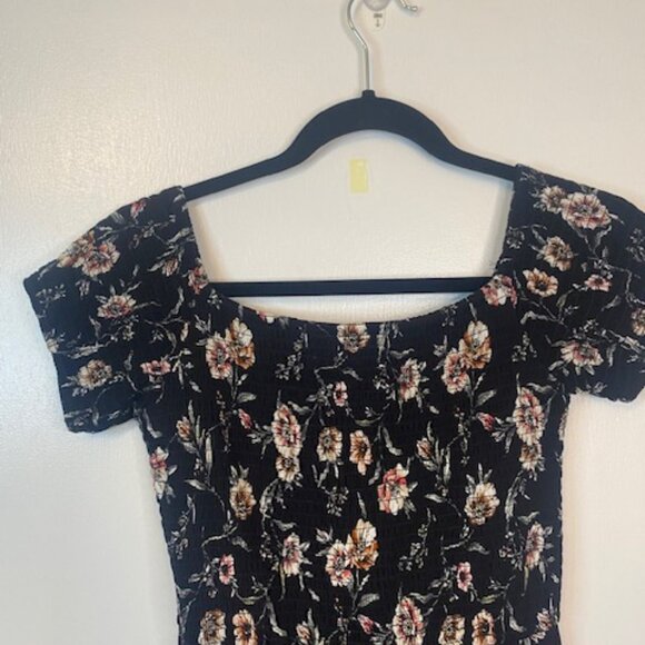 Xhilaration black and floral short sleeve Pants jumpsuit - Picture 2 of 11